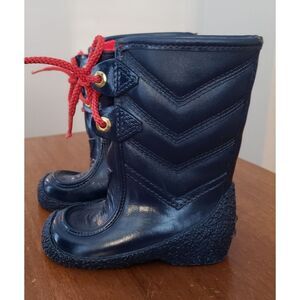Childrens‎ Waterproof Snowboots Toddler 7 Fleece Lined Chevron Lace Up Navy